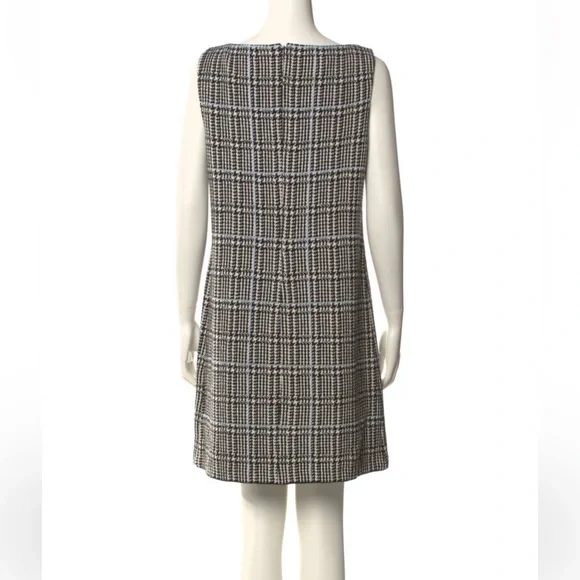St John Prince Of Wales Black White Houndstooth Wool Shift Dress US 8 $995